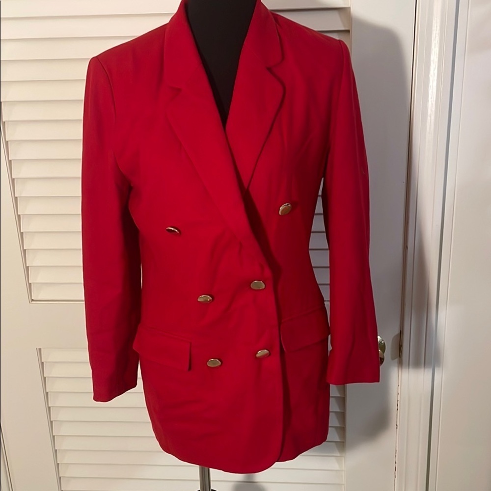 Pendleton Red And Gold Flat Button Blazer With No… - image 1